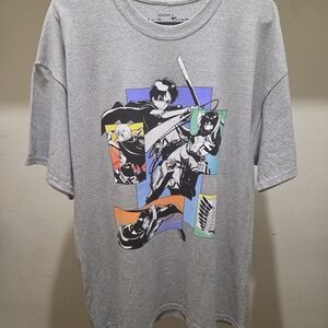 Gray  Attack On Titan Graphic T-Shirt From Season 3